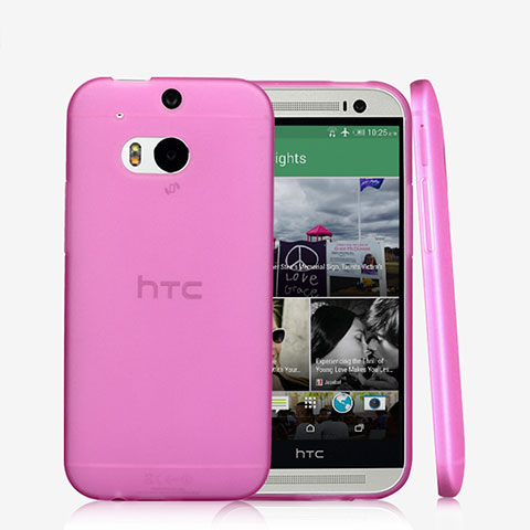 Custodia Silicone Trasparente Ultra Slim Morbida T01 per HTC One M8 Rosa