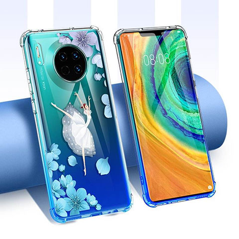 Custodia Silicone Trasparente Ultra Sottile Cover Fiori per Huawei Mate 30 Multicolore