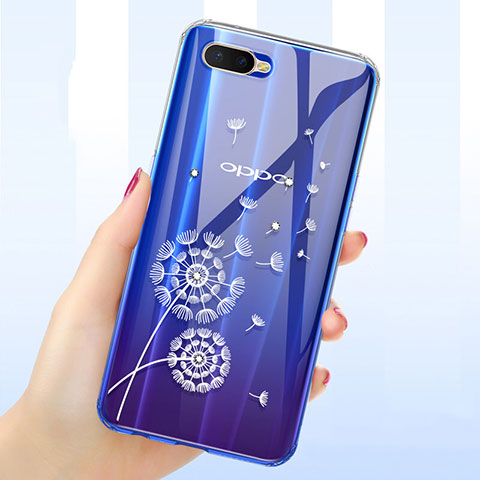 Custodia Silicone Trasparente Ultra Sottile Cover Fiori per Oppo RX17 Neo Chiaro