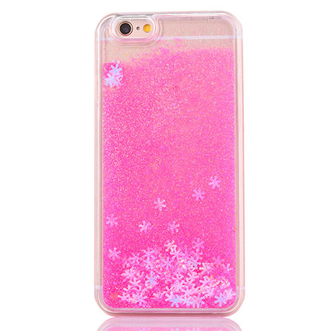 Custodia Silicone Trasparente Ultra Sottile Cover Fiori T01 per Apple iPhone 6 Rosa