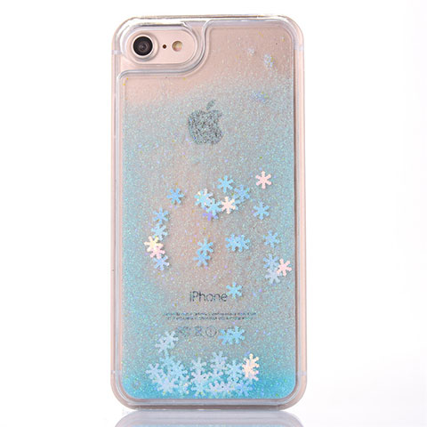 Custodia Silicone Trasparente Ultra Sottile Cover Fiori T01 per Apple iPhone 8 Cielo Blu