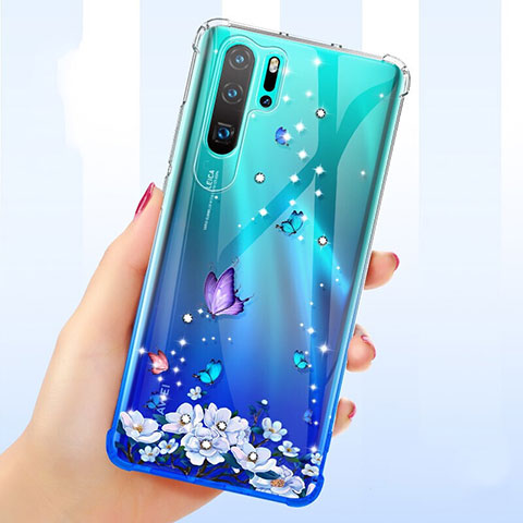 Custodia Silicone Trasparente Ultra Sottile Cover Fiori T01 per Huawei P30 Pro Multicolore