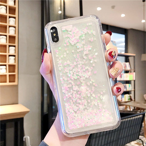 Custodia Silicone Trasparente Ultra Sottile Cover Fiori T02 per Apple iPhone XR Bianco