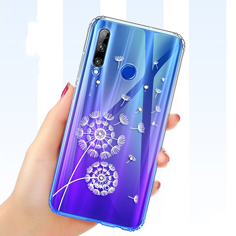 Custodia Silicone Trasparente Ultra Sottile Cover Fiori T03 per Huawei Honor 20E Blu