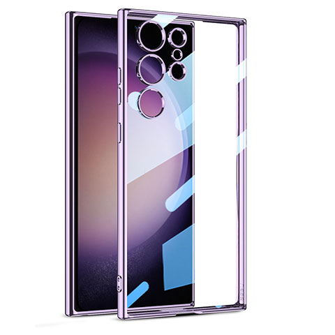 Custodia Silicone Trasparente Ultra Sottile Cover Morbida AC1 per Samsung Galaxy S22 Ultra 5G Viola