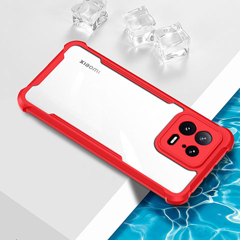 Custodia Silicone Trasparente Ultra Sottile Cover Morbida BH1 per Xiaomi Mi 13 5G Rosso