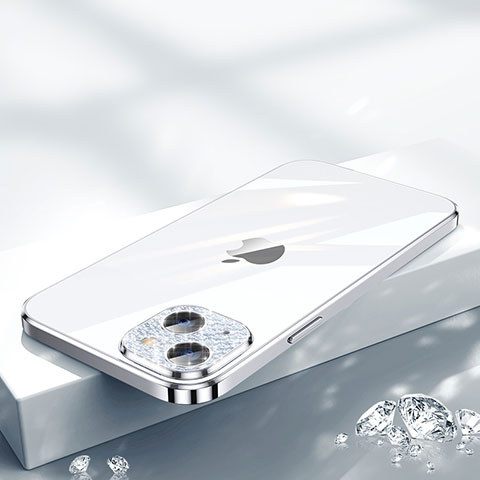 Custodia Silicone Trasparente Ultra Sottile Cover Morbida Bling-Bling LD2 per Apple iPhone 14 Plus Argento