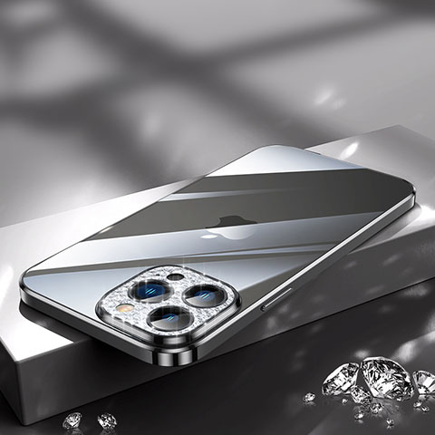 Custodia Silicone Trasparente Ultra Sottile Cover Morbida Bling-Bling LD2 per Apple iPhone 14 Pro Nero