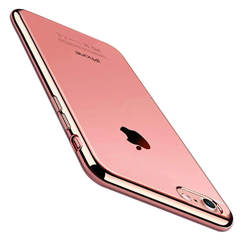 Custodia Silicone Trasparente Ultra Sottile Cover Morbida C01 per Apple iPhone SE3 2022 Oro Rosa