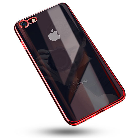 Custodia Silicone Trasparente Ultra Sottile Cover Morbida C02 per Apple iPhone 8 Rosso