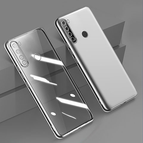 Custodia Silicone Trasparente Ultra Sottile Cover Morbida D01 per Xiaomi Redmi Note 8 (2021) Argento