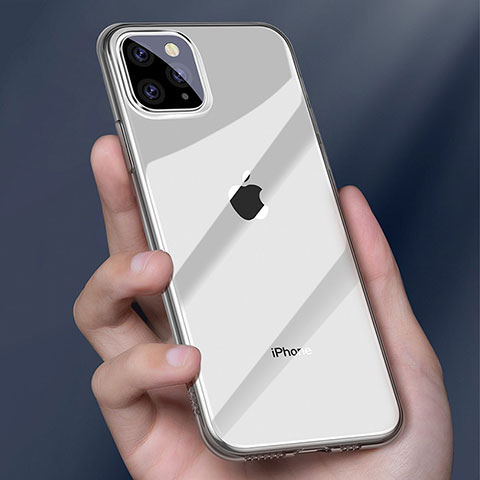 Custodia Silicone Trasparente Ultra Sottile Cover Morbida H01 per Apple iPhone 11 Pro Grigio