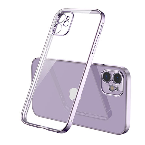 Custodia Silicone Trasparente Ultra Sottile Cover Morbida H01 per Apple iPhone 12 Max Viola