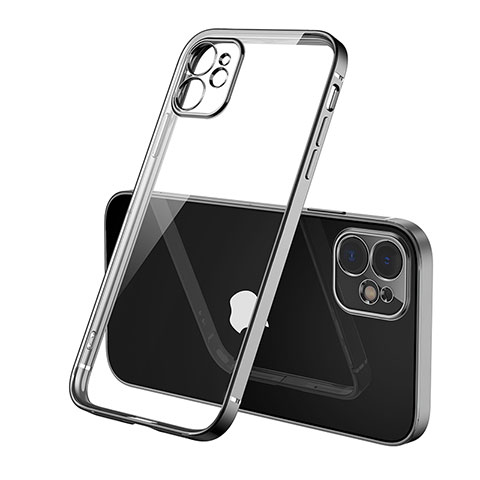 Custodia Silicone Trasparente Ultra Sottile Cover Morbida H01 per Apple iPhone 12 Nero