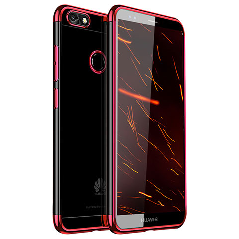 Custodia Silicone Trasparente Ultra Sottile Cover Morbida H01 per Huawei Enjoy 7 Rosso