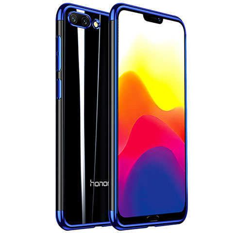 Custodia Silicone Trasparente Ultra Sottile Cover Morbida H01 per Huawei Honor 10 Blu