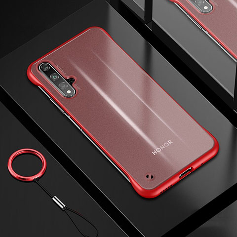 Custodia Silicone Trasparente Ultra Sottile Cover Morbida H01 per Huawei Honor 20 Rosso
