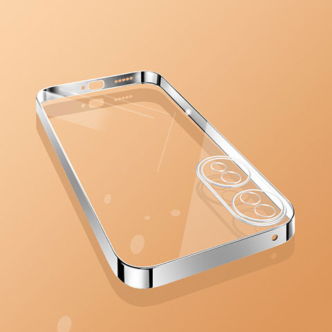 Custodia Silicone Trasparente Ultra Sottile Cover Morbida H01 per Huawei Honor 70 5G Argento