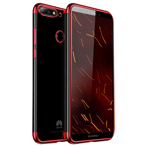 Custodia Silicone Trasparente Ultra Sottile Cover Morbida H01 per Huawei Honor 7C Rosso