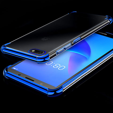 Custodia Silicone Trasparente Ultra Sottile Cover Morbida H01 per Huawei Honor 7S Blu