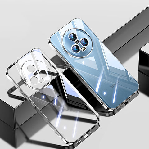 Custodia Silicone Trasparente Ultra Sottile Cover Morbida H01 per Huawei Honor Magic5 5G Argento