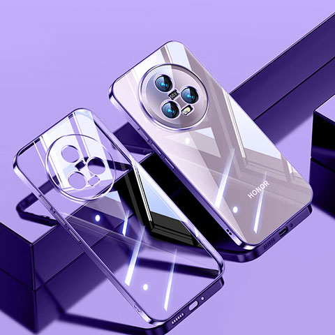 Custodia Silicone Trasparente Ultra Sottile Cover Morbida H01 per Huawei Honor Magic5 5G Viola