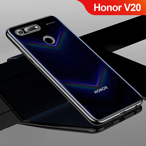 Custodia Silicone Trasparente Ultra Sottile Cover Morbida H01 per Huawei Honor View 20 Nero