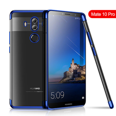 Custodia Silicone Trasparente Ultra Sottile Cover Morbida H01 per Huawei Mate 10 Pro Blu