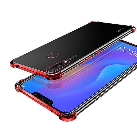 Custodia Silicone Trasparente Ultra Sottile Cover Morbida H01 per Huawei Nova 3i Rosso