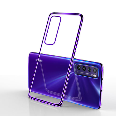 Custodia Silicone Trasparente Ultra Sottile Cover Morbida H01 per Huawei Nova 7 5G Viola