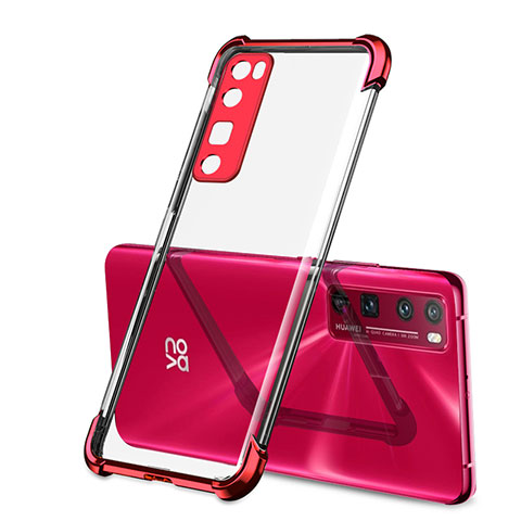 Custodia Silicone Trasparente Ultra Sottile Cover Morbida H01 per Huawei Nova 7 Pro 5G Rosso
