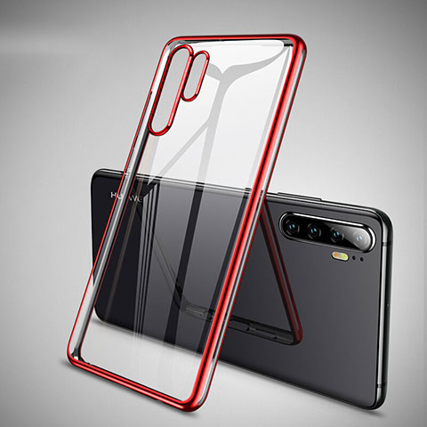 Custodia Silicone Trasparente Ultra Sottile Cover Morbida H01 per Huawei P30 Pro New Edition Rosso