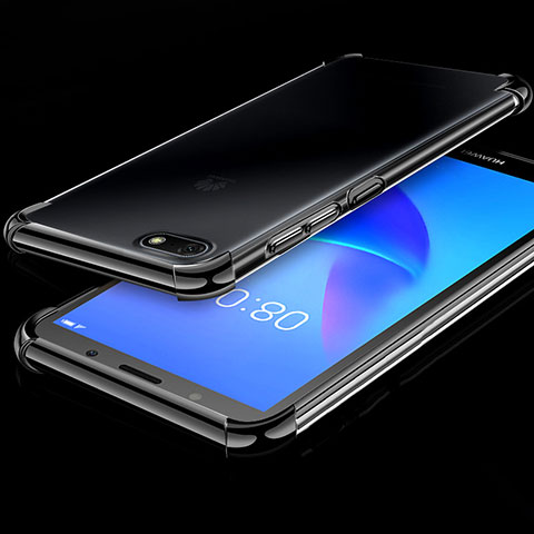 Custodia Silicone Trasparente Ultra Sottile Cover Morbida H01 per Huawei Y5 (2018) Nero