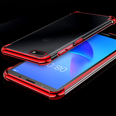 Custodia Silicone Trasparente Ultra Sottile Cover Morbida H01 per Huawei Y5 (2018) Rosso