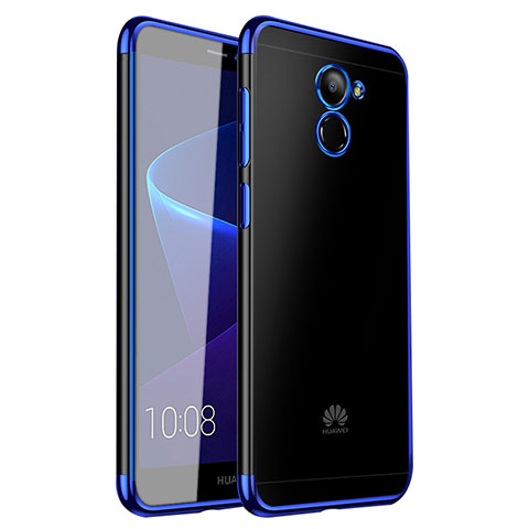 Custodia Silicone Trasparente Ultra Sottile Cover Morbida H01 per Huawei Y7 Prime Blu