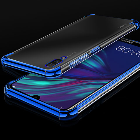 Custodia Silicone Trasparente Ultra Sottile Cover Morbida H01 per Huawei Y7 Pro (2019) Blu