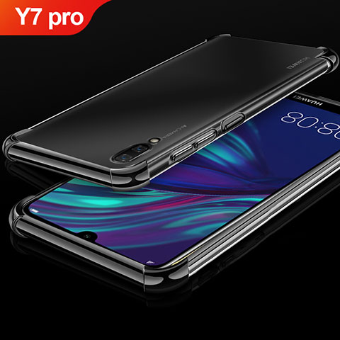 Custodia Silicone Trasparente Ultra Sottile Cover Morbida H01 per Huawei Y7 Pro (2019) Nero