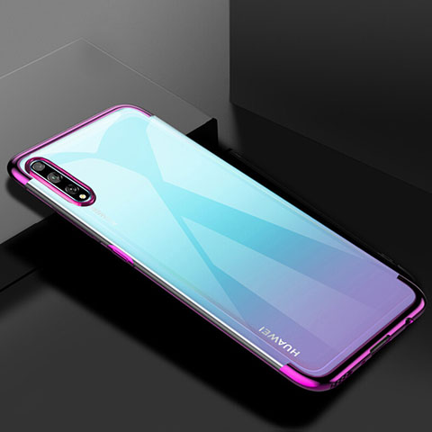 Custodia Silicone Trasparente Ultra Sottile Cover Morbida H01 per Huawei Y8p Viola