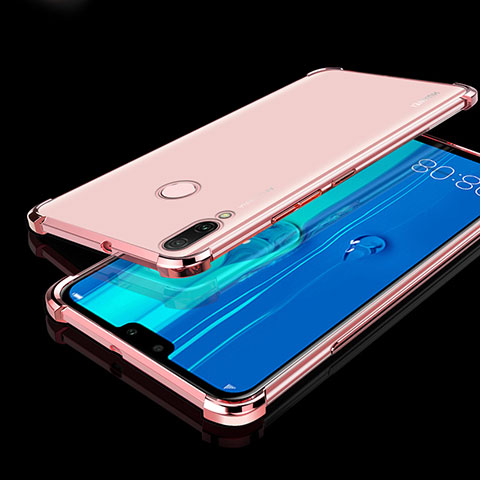 Custodia Silicone Trasparente Ultra Sottile Cover Morbida H01 per Huawei Y9 (2019) Oro Rosa
