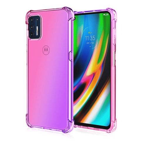 Custodia Silicone Trasparente Ultra Sottile Cover Morbida H01 per Motorola Moto G9 Plus Rosa