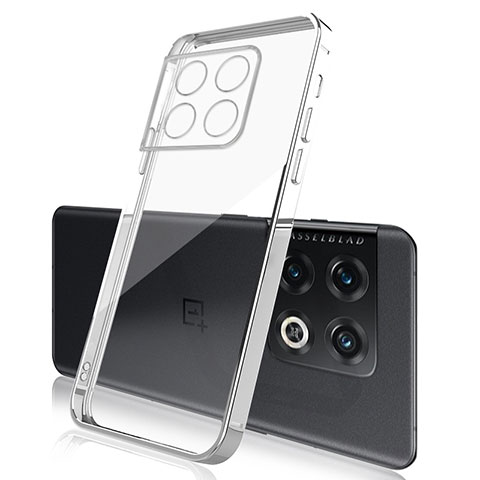 Custodia Silicone Trasparente Ultra Sottile Cover Morbida H01 per OnePlus 10 Pro 5G Argento