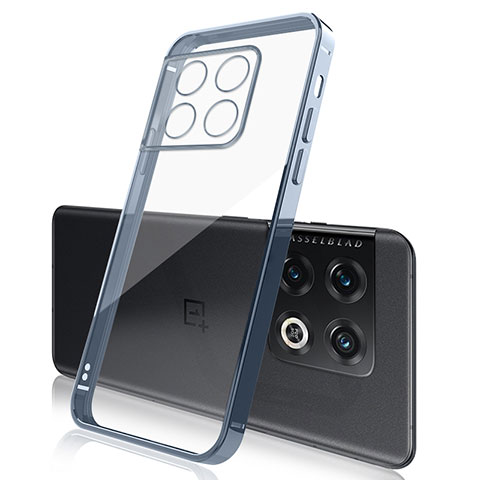 Custodia Silicone Trasparente Ultra Sottile Cover Morbida H01 per OnePlus 10 Pro 5G Blu