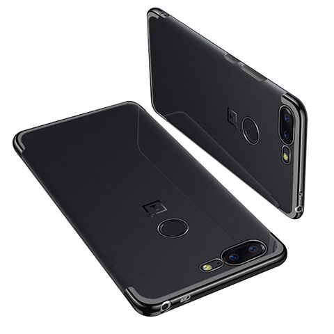 Custodia Silicone Trasparente Ultra Sottile Cover Morbida H01 per OnePlus 5T A5010 Nero
