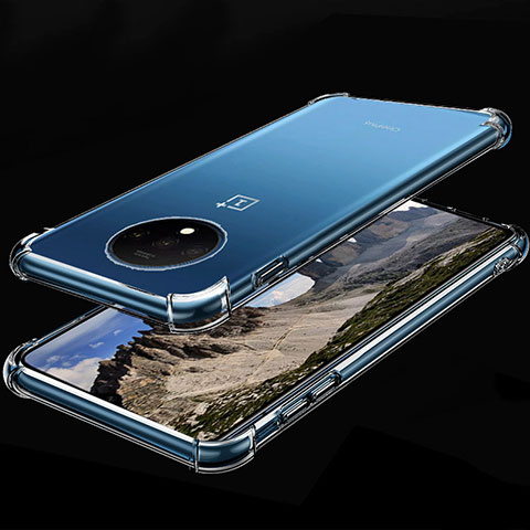Custodia Silicone Trasparente Ultra Sottile Cover Morbida H01 per OnePlus 7T Chiaro