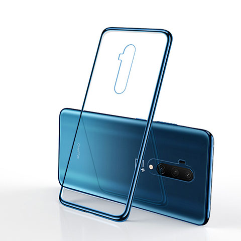 Custodia Silicone Trasparente Ultra Sottile Cover Morbida H01 per OnePlus 7T Pro 5G Blu