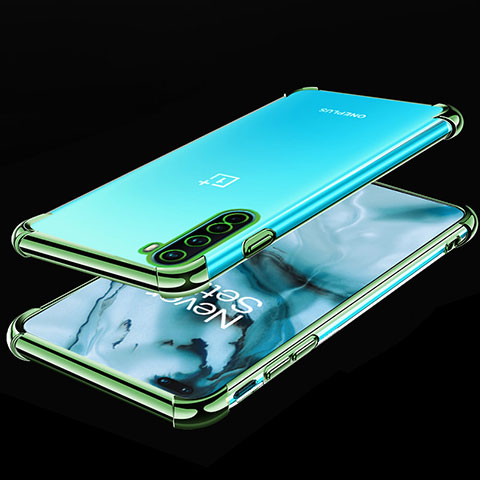 Custodia Silicone Trasparente Ultra Sottile Cover Morbida H01 per OnePlus Nord Verde