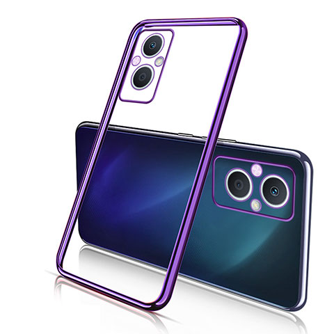 Custodia Silicone Trasparente Ultra Sottile Cover Morbida H01 per Oppo A96 5G Viola