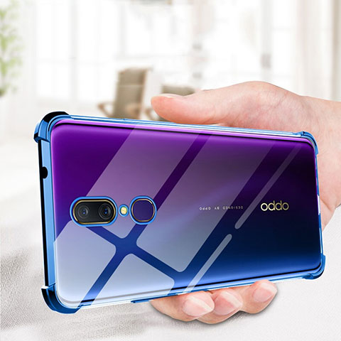 Custodia Silicone Trasparente Ultra Sottile Cover Morbida H01 per Oppo A9X Blu