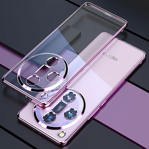 Custodia Silicone Trasparente Ultra Sottile Cover Morbida H01 per Oppo Find X7 5G Viola