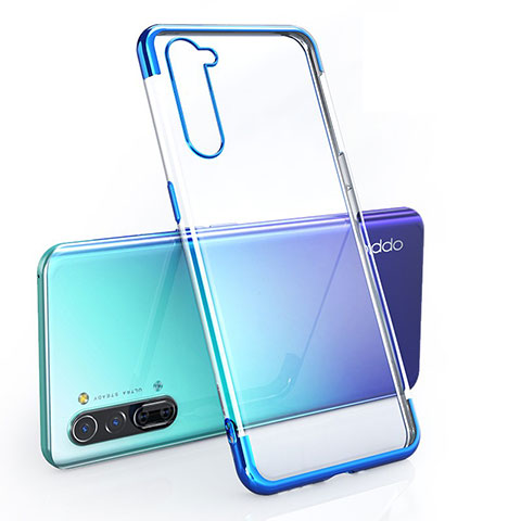 Custodia Silicone Trasparente Ultra Sottile Cover Morbida H01 per Oppo Reno3 Blu